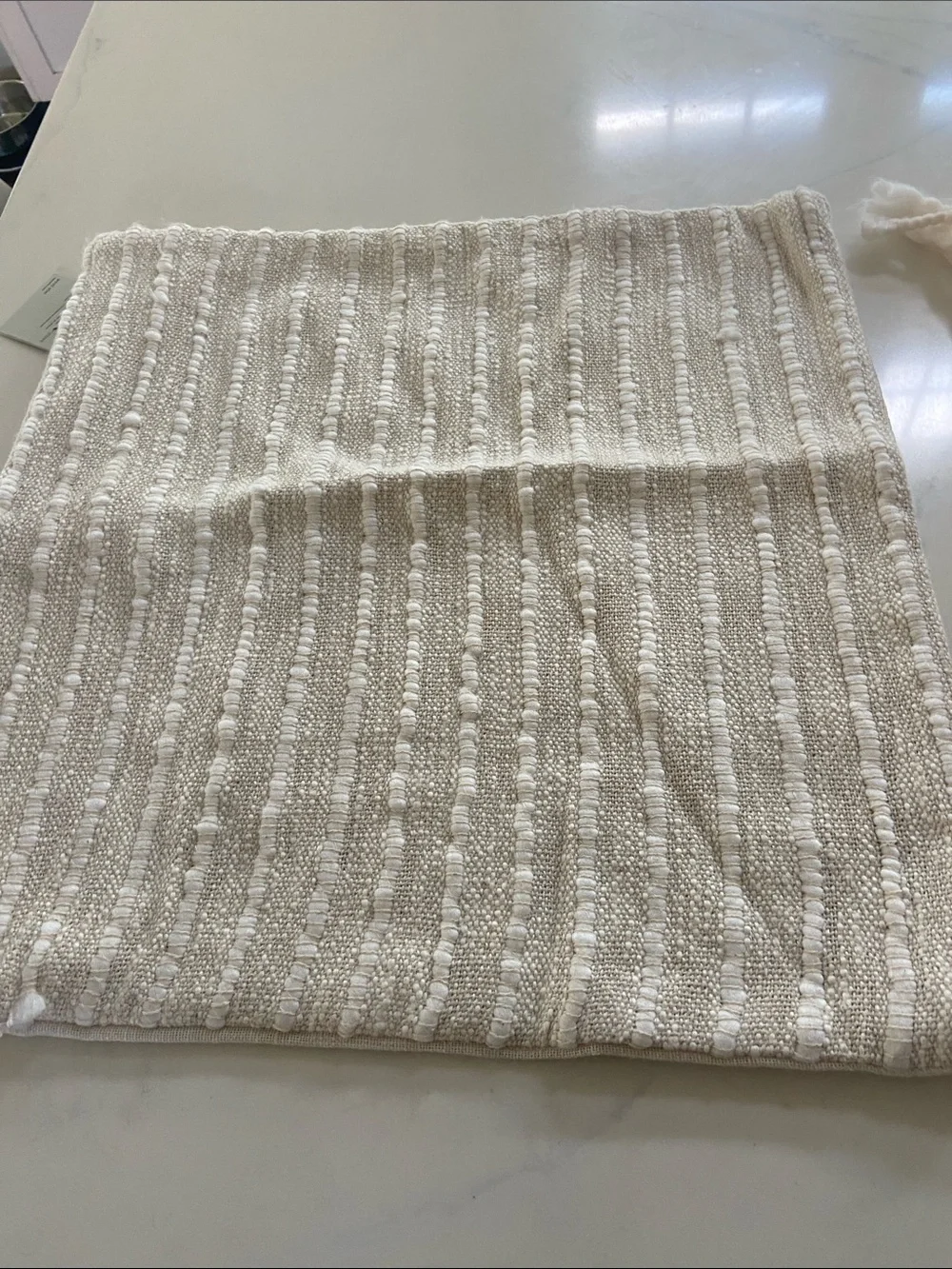 West Elm Cream Textured Woven Fringe pillow covers x2